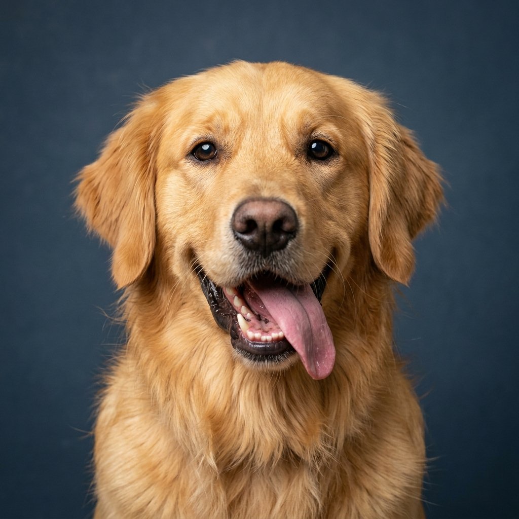 Psychiatric service dog golden retriever smiling